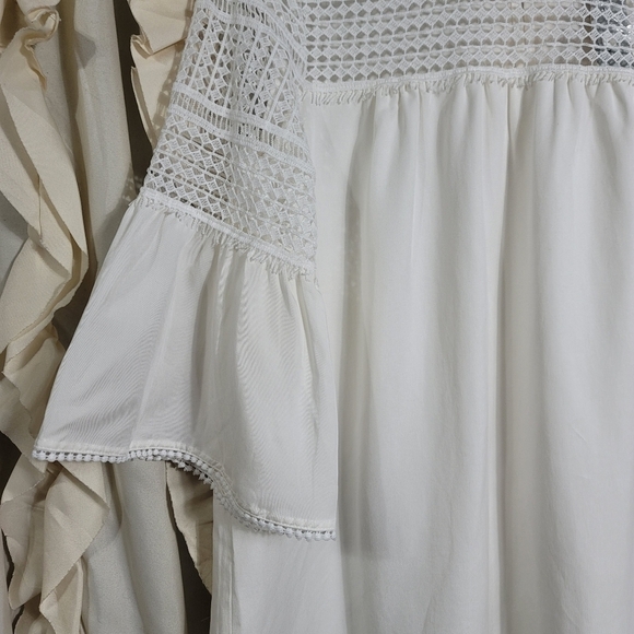 NWT Corey Lynn Calter White Dawn Lace Swing Dress MP Trumpet Sleeves Tencel - Picture 5 of 16
